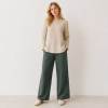 Ivory Linen Boat Neck Long Sleeve Top