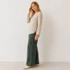 Ivory Linen Boat Neck Long Sleeve Top
