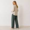 Ivory Linen Boat Neck Long Sleeve Top