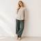 Ivory Linen Boat Neck Long Sleeve Top