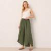 Olive Green Linen Wrap Wide-Leg Pants