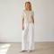 White Linen Wide-Leg Palazzo Pants