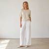 White Linen Wide-Leg Palazzo Pants