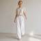 White Linen Wide-Leg Palazzo Pants
