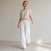 White Linen Wide-Leg Palazzo Pants