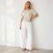 White Linen Wide-Leg Palazzo Pants