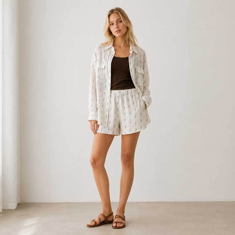 Printed Linen Shirt & Shorts Set