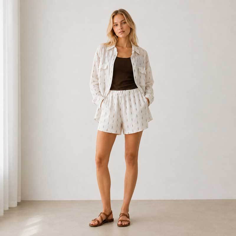 Printed Linen Shirt & Shorts Set