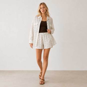 Printed Linen Shirt & Shorts Set