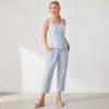 Light Blue Linen Sleeveless Top and Pants Set
