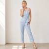 Light Blue Linen Sleeveless Top and Pants Set