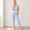 Light Blue Linen Sleeveless Top and Pants Set