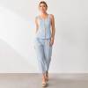 Light Blue Linen Sleeveless Top and Pants Set