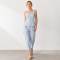 Light Blue Linen Sleeveless Top and Pants Set