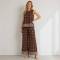Brown Printed Linen Two-Piece Set