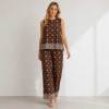 Brown Printed Linen Two-Piece Set