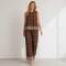 Brown Printed Linen Two-Piece Set