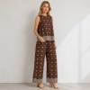 Brown Printed Linen Two-Piece Set