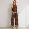 Brown Printed Linen Two-Piece Set