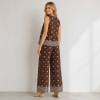 Brown Printed Linen Two-Piece Set