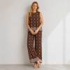 Brown Printed Linen Two-Piece Set