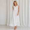 White Sleeveless Linen Maxi Dress for Women | KOSSR