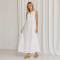 White Sleeveless Linen Maxi Dress for Women | KOSSR