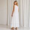 White Sleeveless Linen Maxi Dress for Women | KOSSR