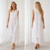 White Sleeveless Linen Maxi Dress for Women | KOSSR