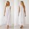 White Sleeveless Linen Maxi Dress for Women | KOSSR