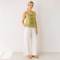 Green Tie-Front Linen Sleeveless Top