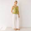 Green Tie-Front Linen Sleeveless Top