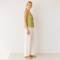 Green Tie-Front Linen Sleeveless Top