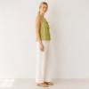Green Tie-Front Linen Sleeveless Top