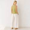 Green Tie-Front Linen Sleeveless Top