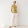 Green Tie-Front Linen Sleeveless Top