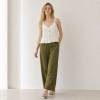 White Button-Front Linen Camisole Top