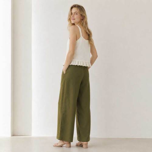 White Button-Front Linen Camisole Top