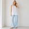 Light Blue Linen Casual Wide-Leg Pants