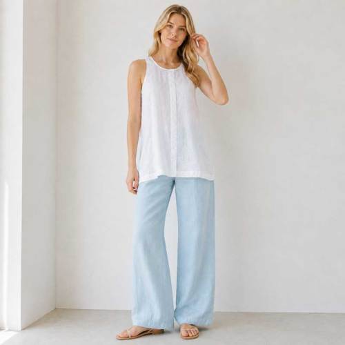 White Sleeveless Linen Top