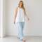 Light Blue Linen Casual Wide-Leg Pants