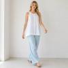 Light Blue Linen Casual Wide-Leg Pants