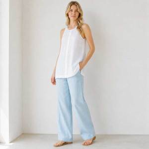 White Sleeveless Linen Top