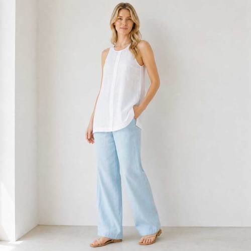 White Sleeveless Linen Top
