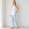 Light Blue Linen Casual Wide-Leg Pants