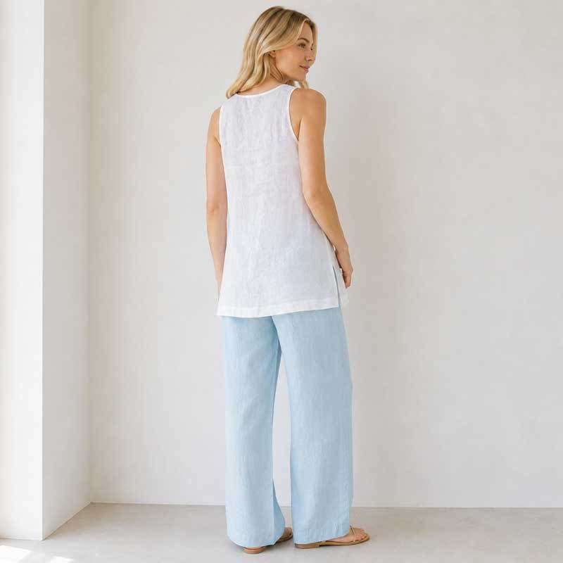 White Sleeveless Linen Top