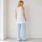 Light Blue Linen Casual Wide-Leg Pants