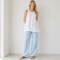 Light Blue Linen Casual Wide-Leg Pants