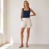 Navy Square Neck Linen Crop Top