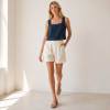 Navy Square Neck Linen Crop Top